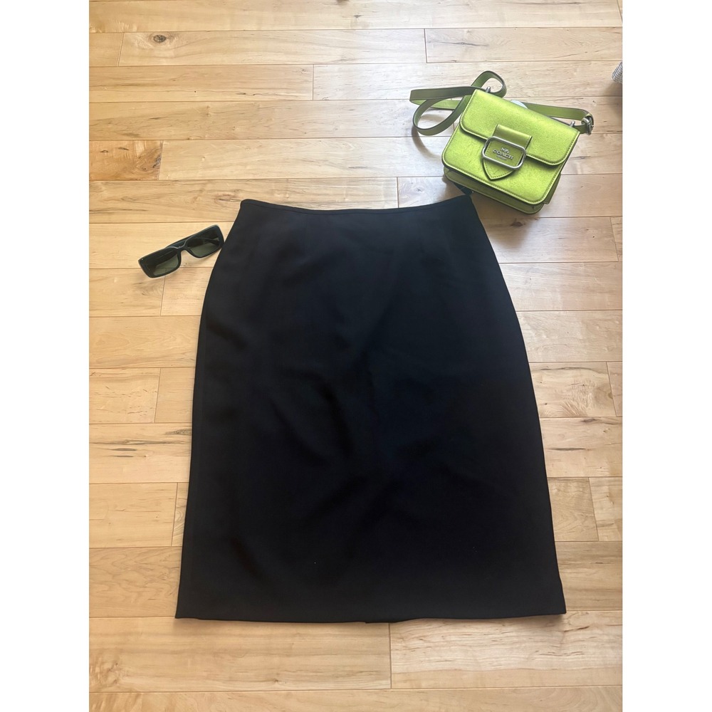 Kasper Black Pencil Skirt Size 10 Midi Length Professional Office Wear Lined